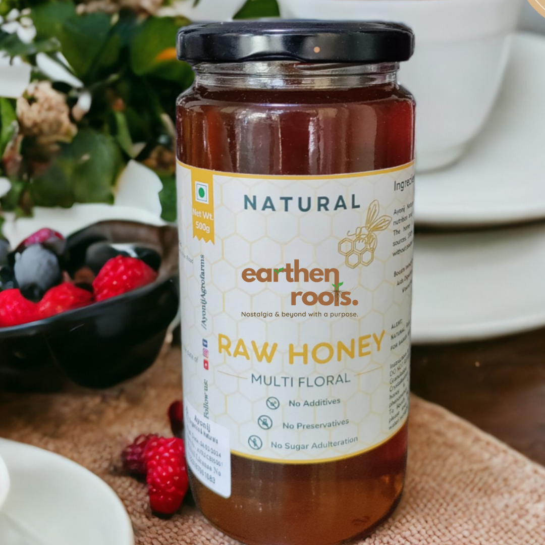 Earthen Roots Natural Raw Honey | Pure & Unprocessed | Multi-Floral