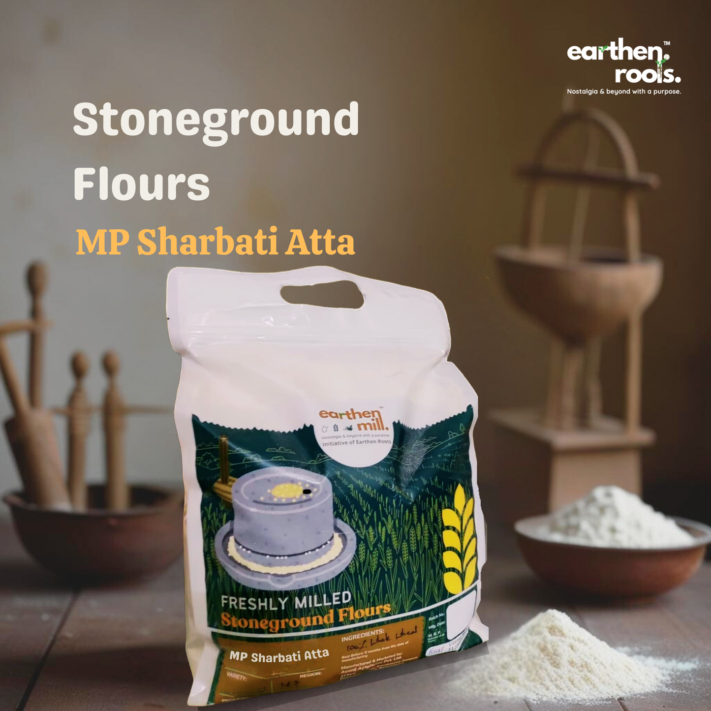Earthen Mill Stonground MP Sharbati Whole Wheat Flour